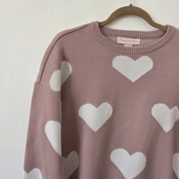 Emma's Expressions Maternity Sweater Pink Hearts Valentine's Day Thick Small - Picture 3 of 7